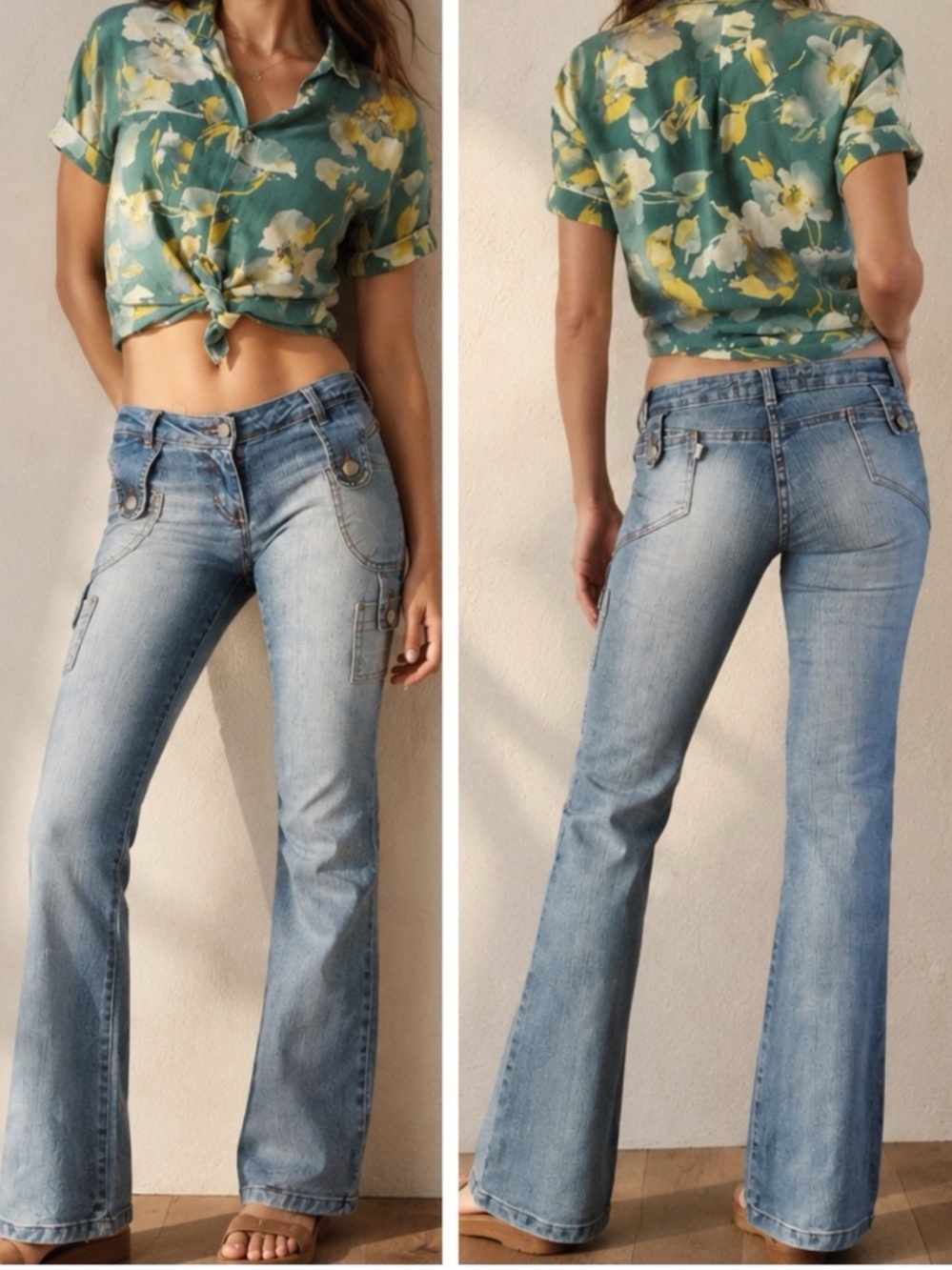 Vintage ZAKO USA Brazilian Y2K Extreme Low-Rise Bootcut Stretch Tall Jeans Sz 7